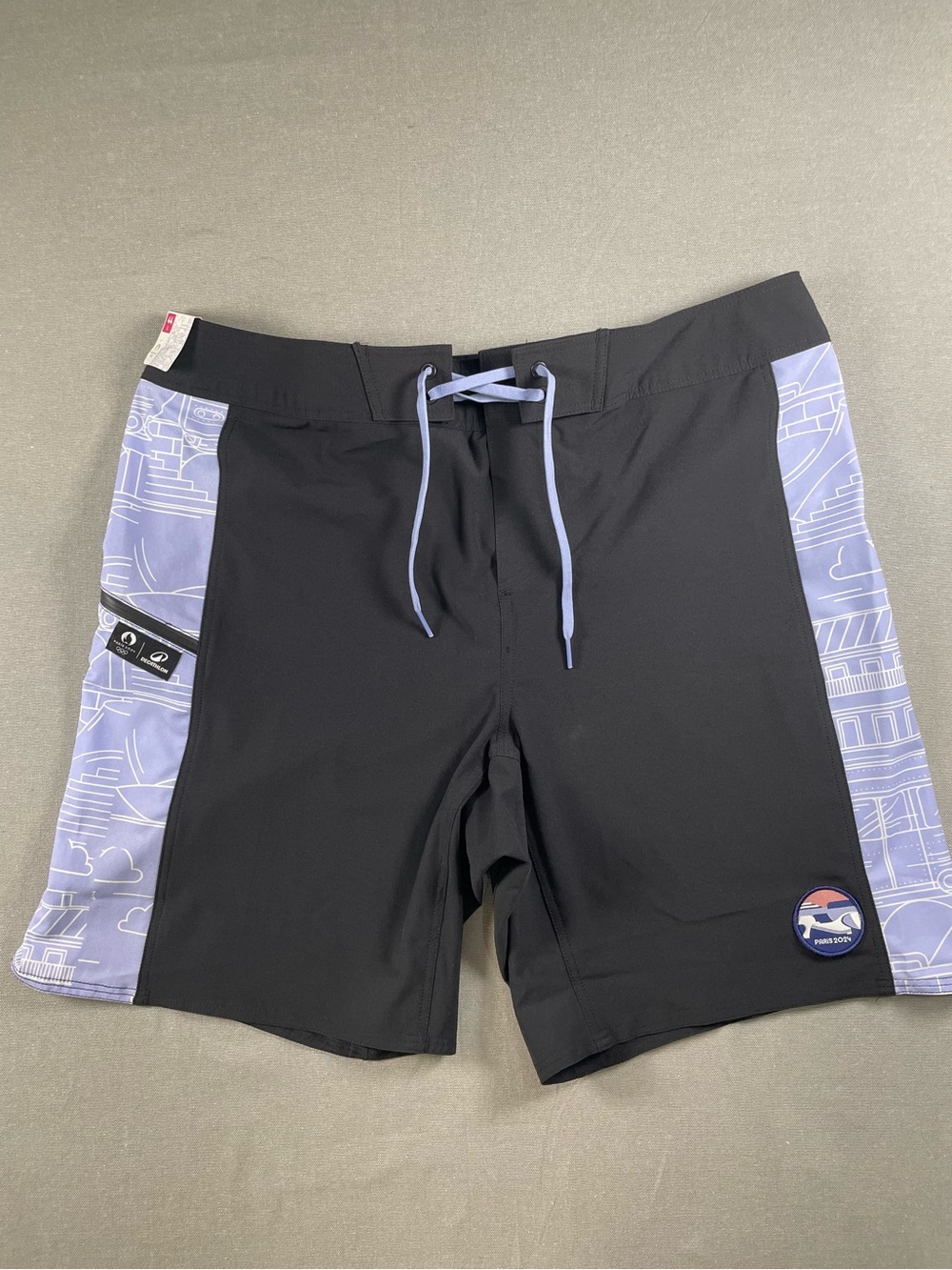 Decathlon Paris 2024 Olympics Board Shorts Mens L EU 44 Swim Trunks Black Purple